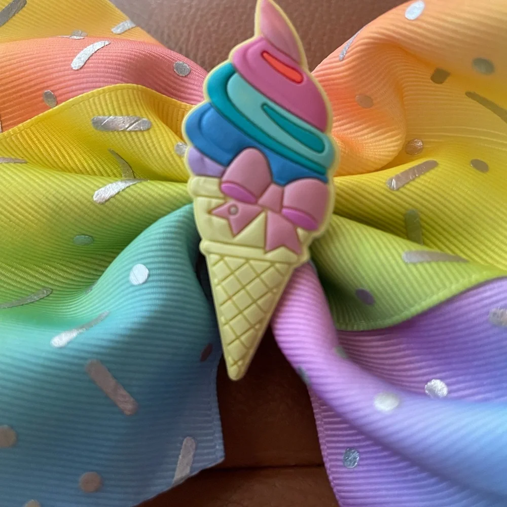 Rainbow Ice Cream Hair Bow for Kids. Never worn. Measurements in pictures. NWOT